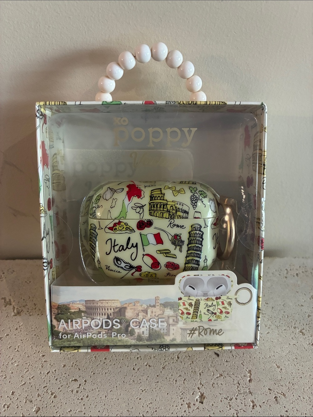 Poppy Italy Themed AirPods Pro Case Rime Venice Europe Pisa NEW